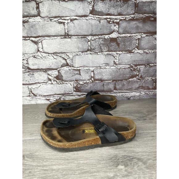 Birkenstock Gizeh Black Leather Thong Cork Strap Sandals Women Sz 37EU/6.5M US - Picture 14 of 16